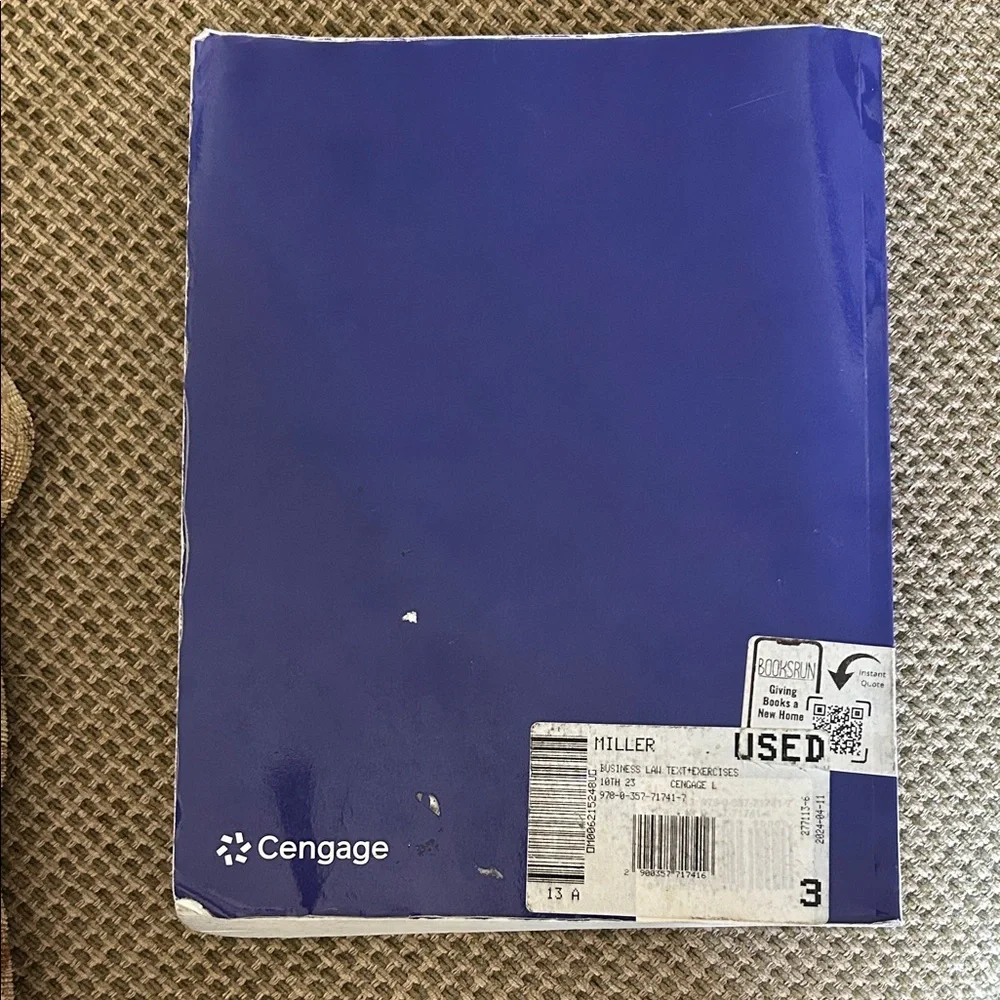 Cengage Business Law Text & Exercises - Blue Cover